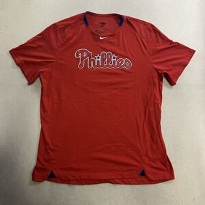Philadelphia Phillies MLB Nike Dri-Fit Shirt Men's Size XL Red Player Issue